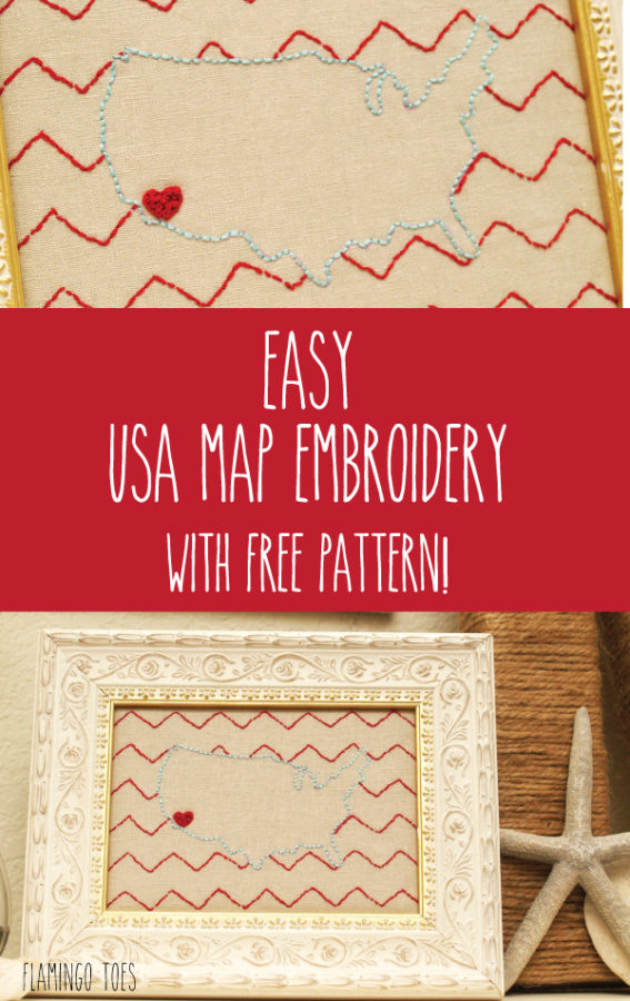 Easy USA Map Embroidery with Free Pattern 
