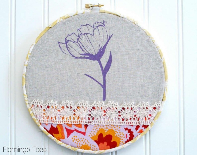 Flower and Lace Hoop Art
