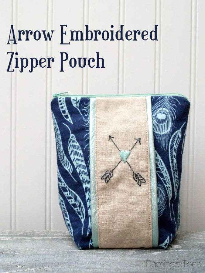 Arrow Embroidered Zipper Pouch