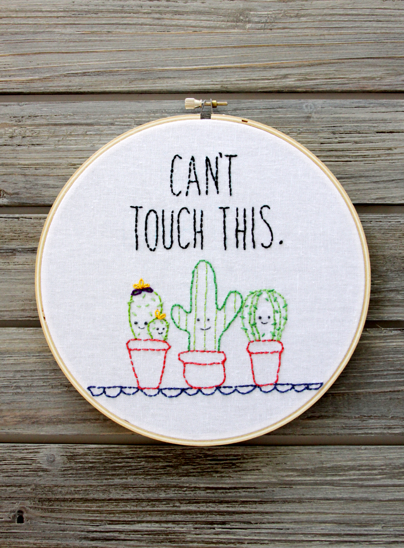 Funny Cactus Embroidery with Free Pattern