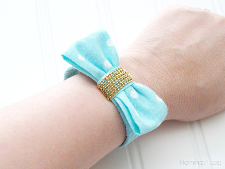 Mint Fabric Bow Bracelet