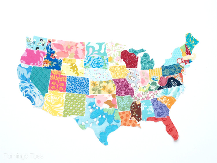 Colorful Fabric US Map