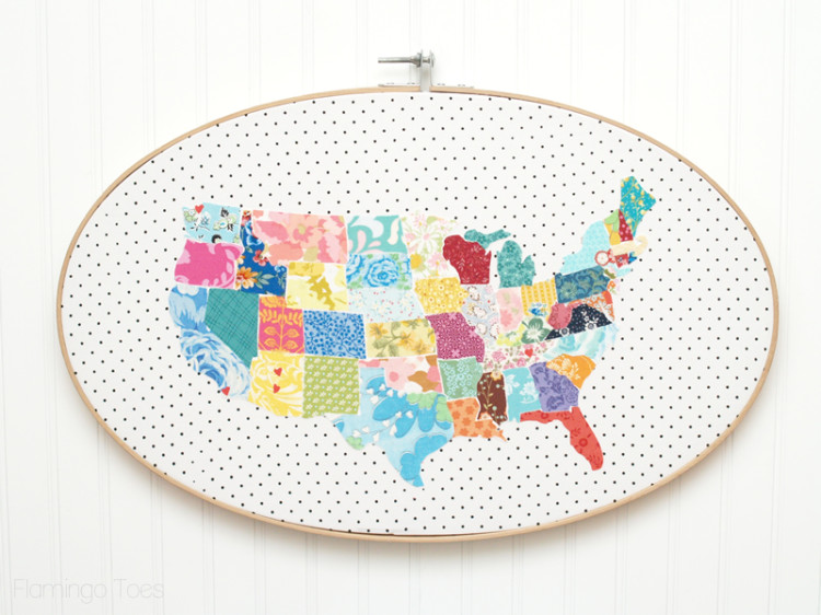 Large US Map Hoop Art