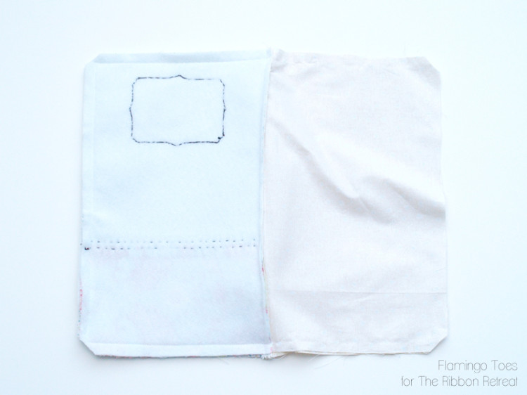 sewing outside and lining of pouch together