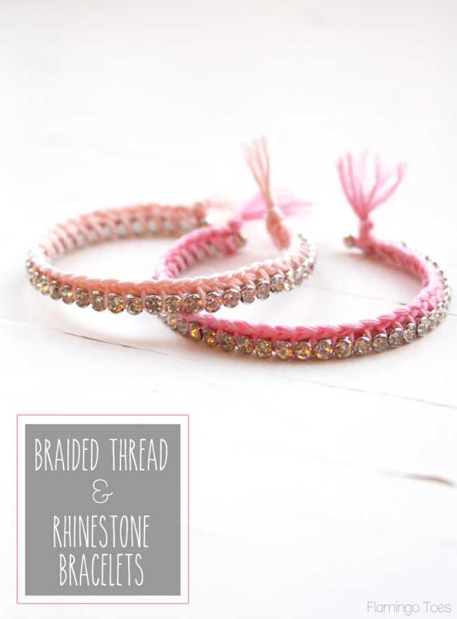 Braided Thread and Rhinestone Bracelets
