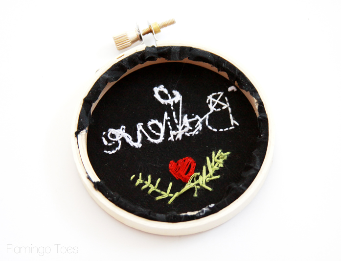 gluing back of embroidery hoop