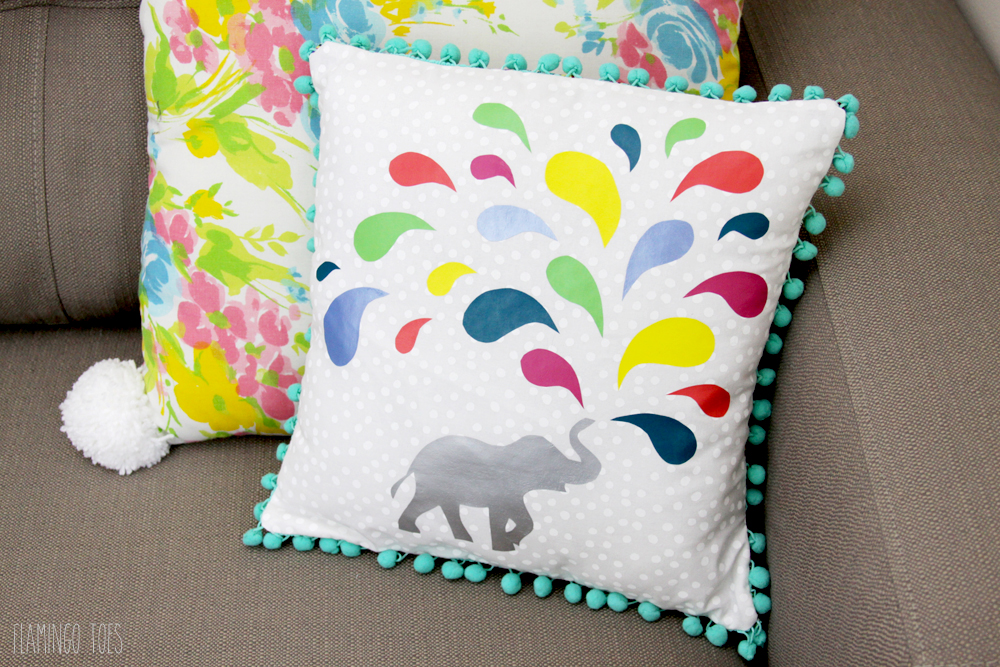 Elephant and Water Drops Pillow