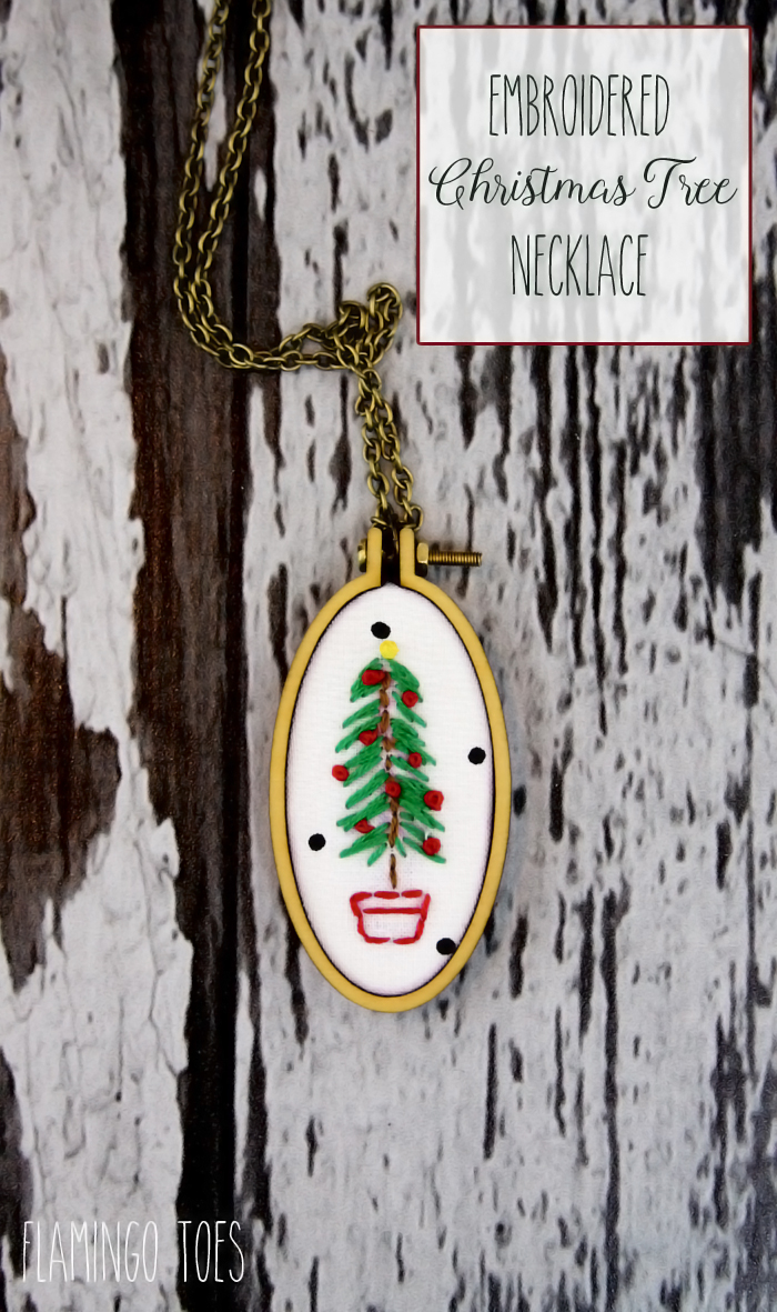 Embroidered Christmas Tree Necklace DIY