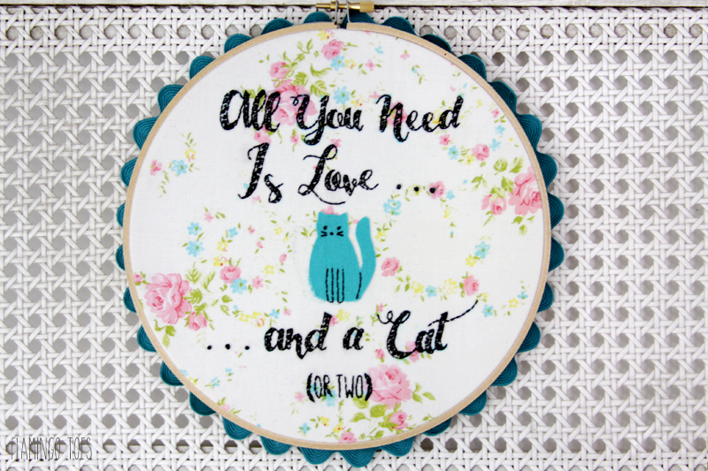 Cute Cat Embroidery Hoop Art