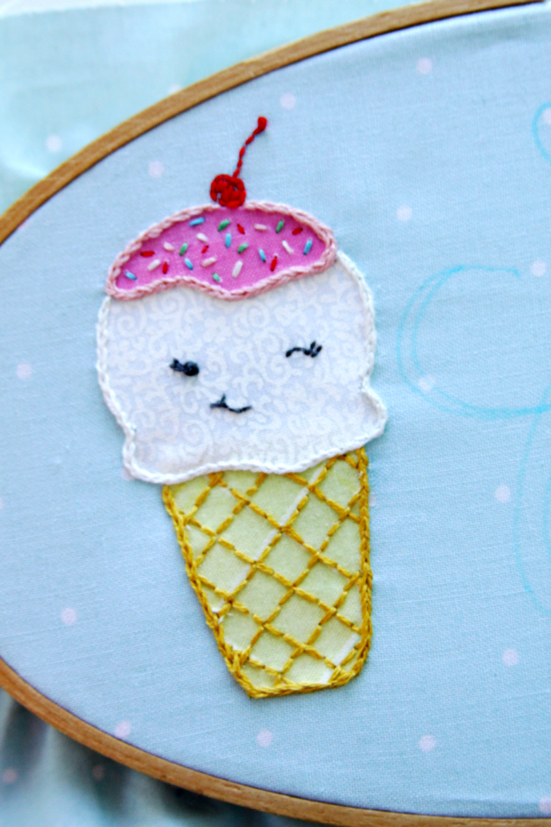 Cute Embroidered Ice Cream Cone