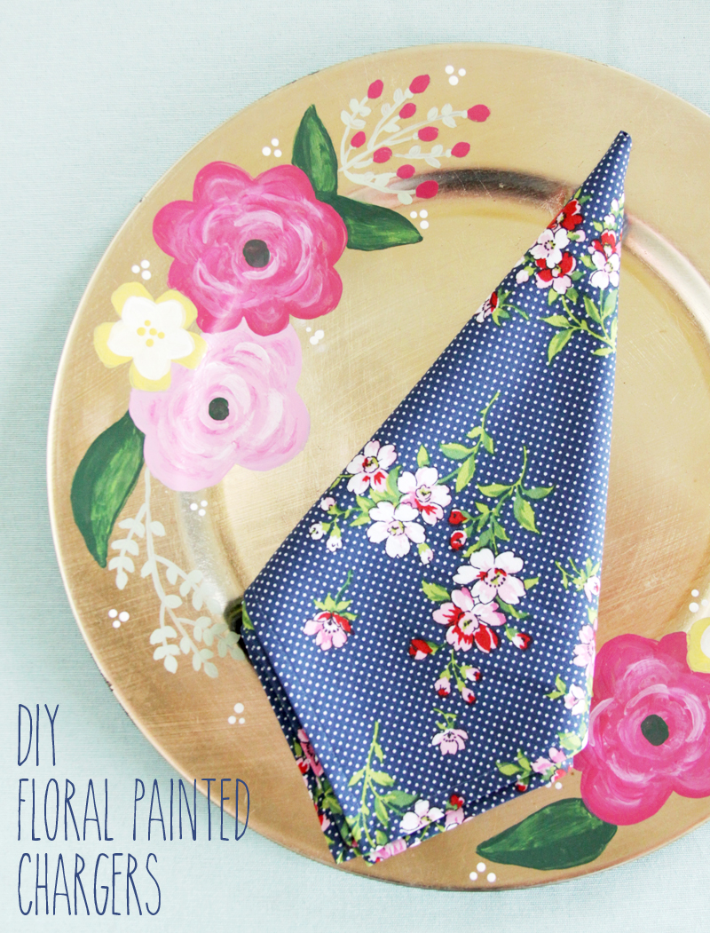 DIY Floral Painted Chargers