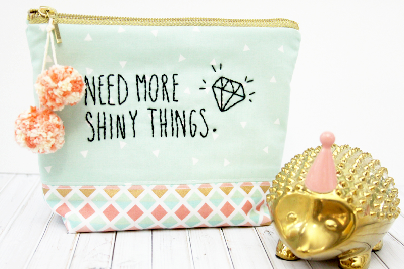 Mint and Gold Zipper Pouch