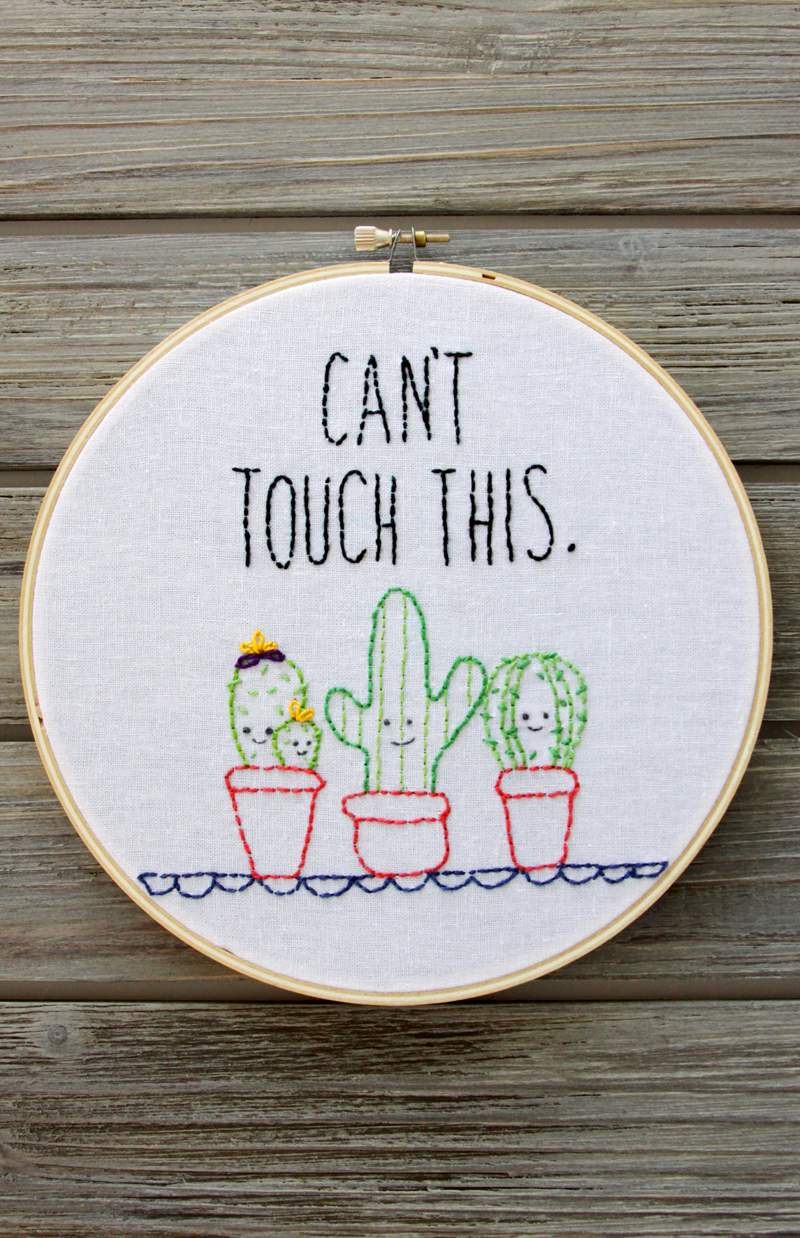 Simple and Cute Cactus Embroidery Hoop Art