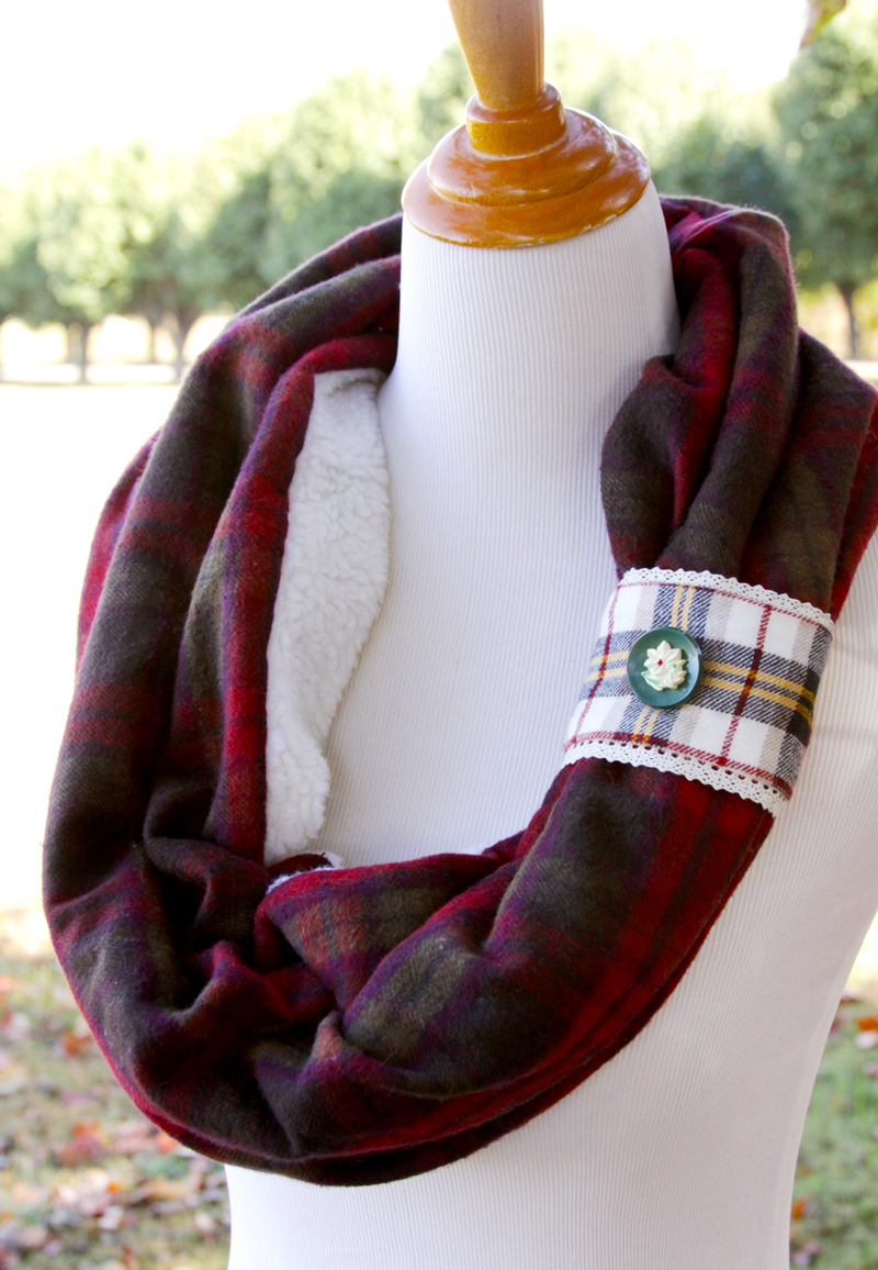 Cozy Plaid Flannel and Fleece Cowl Scarf