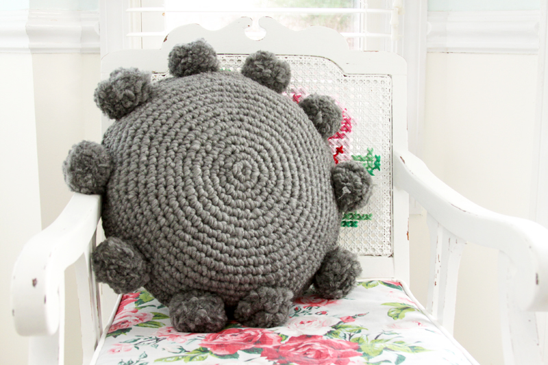 Pom Pom Crochet Pillow