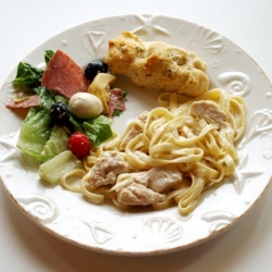 Chicken Fettuccine Alfredo with Antipasto Salad & Breadsticks