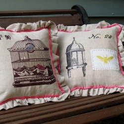 Linen Beehive & Birdcage Pillows