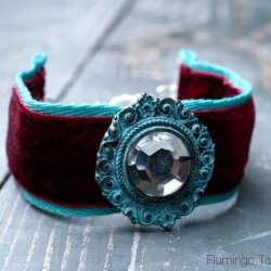 Anthro Cabachon Velvet Bracelet