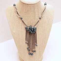 Pearl & Chain Fringe Necklace