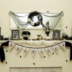 Beware Halloween Mantel