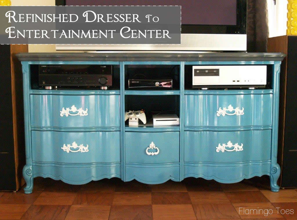 Repurposed Dresser To Entertainment, Dresser Entertainment Stand