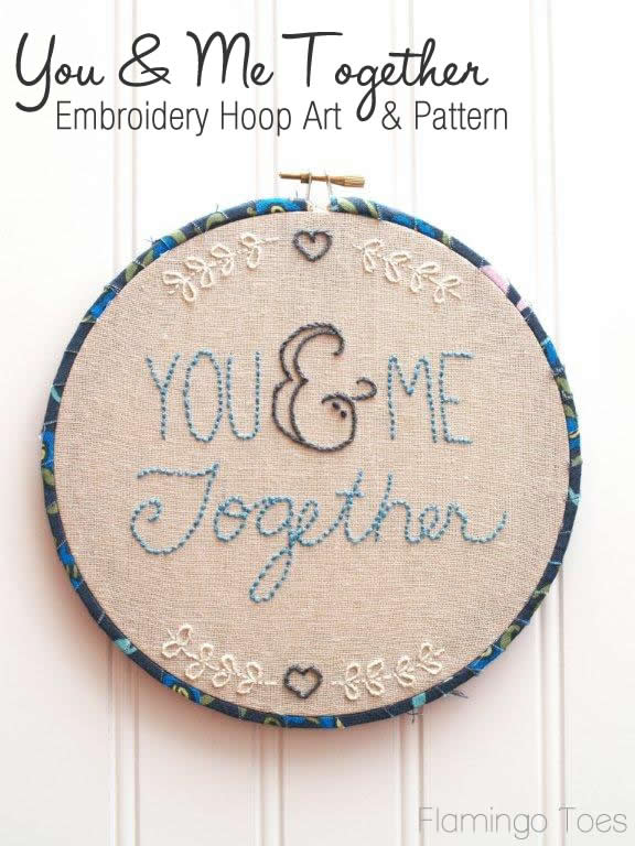 You and Me Together Embroidery Hoop Art