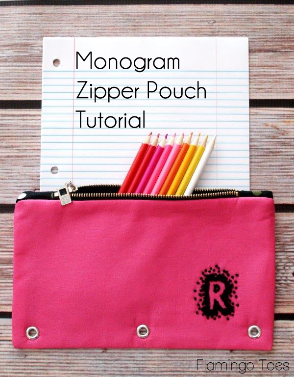 Monogram Zipper Pouch Tutorial