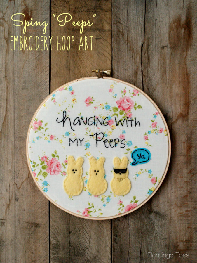 Spring Peeps Embroidery Hoop Art