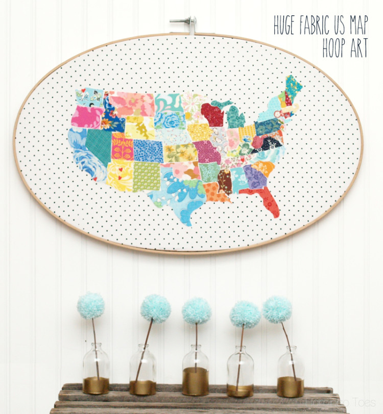 Huge Fabric US Map Hoop Art