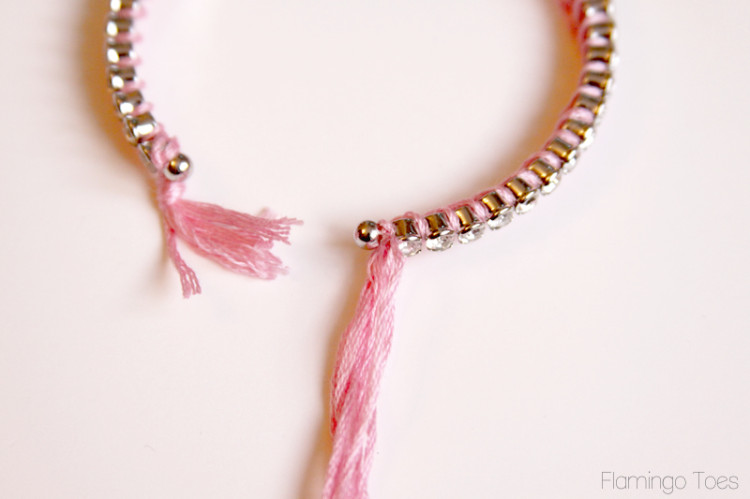 Braided Thread and Rhinestone Bracelets DIY