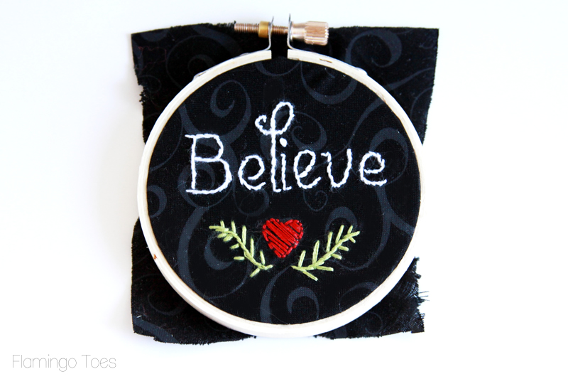 Believe Embroidered Hoop Ornament