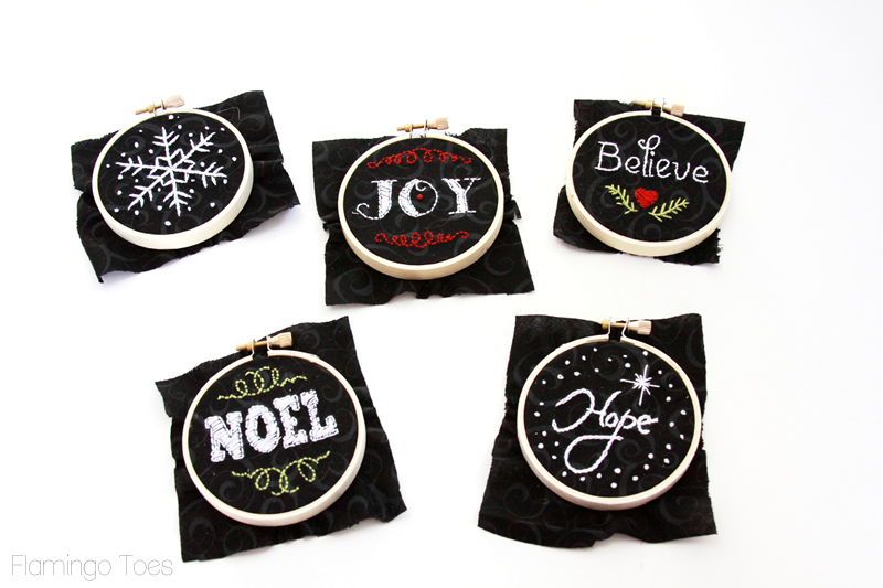Chalk Embroidery Hoop Ornaments