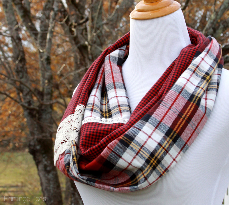 DIY Plaid Flannel Infinity Scarf