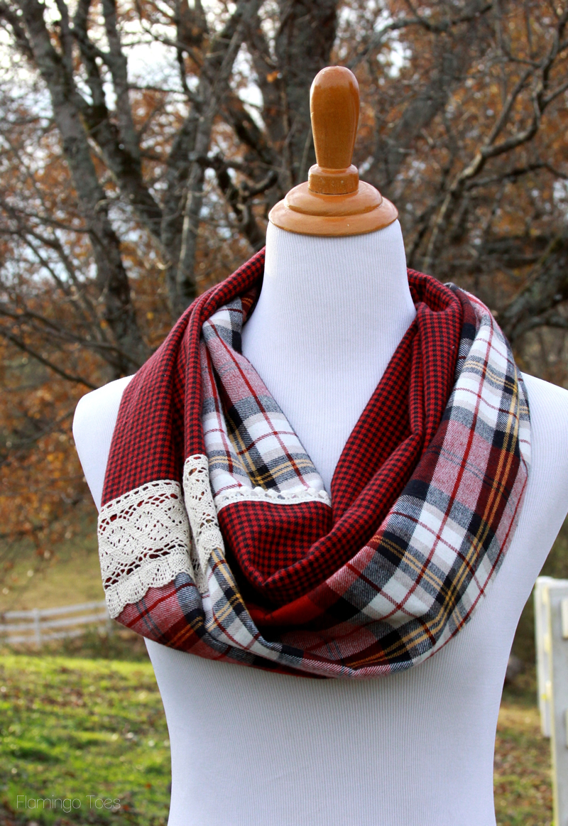 Pretty Plaid and Lace Scarf