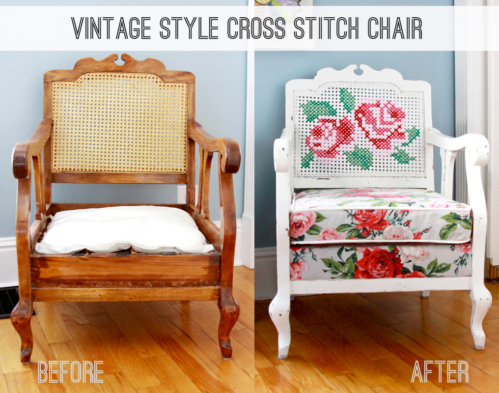 Vintage Style Cross Stitch Chair