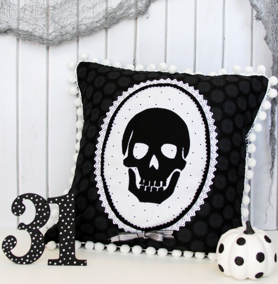 Black and White Skeleton Pillow