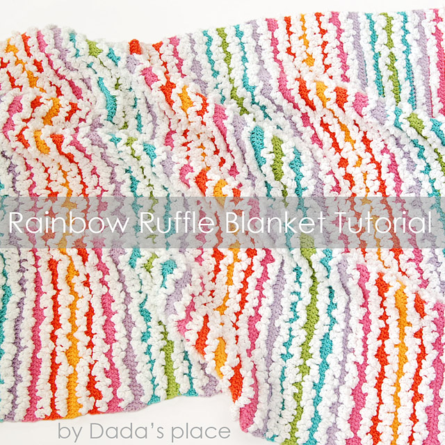Rainbow Ruffle Blanket tutorial 3