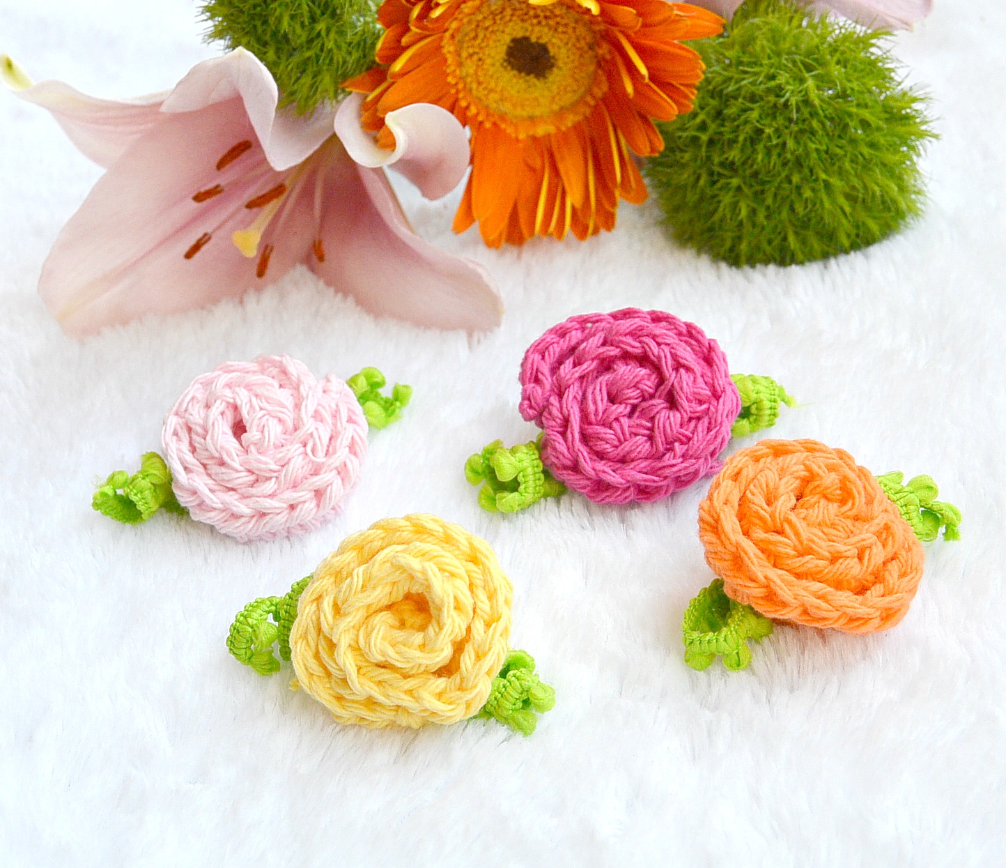 Small Beginner Crochet Deco Roses