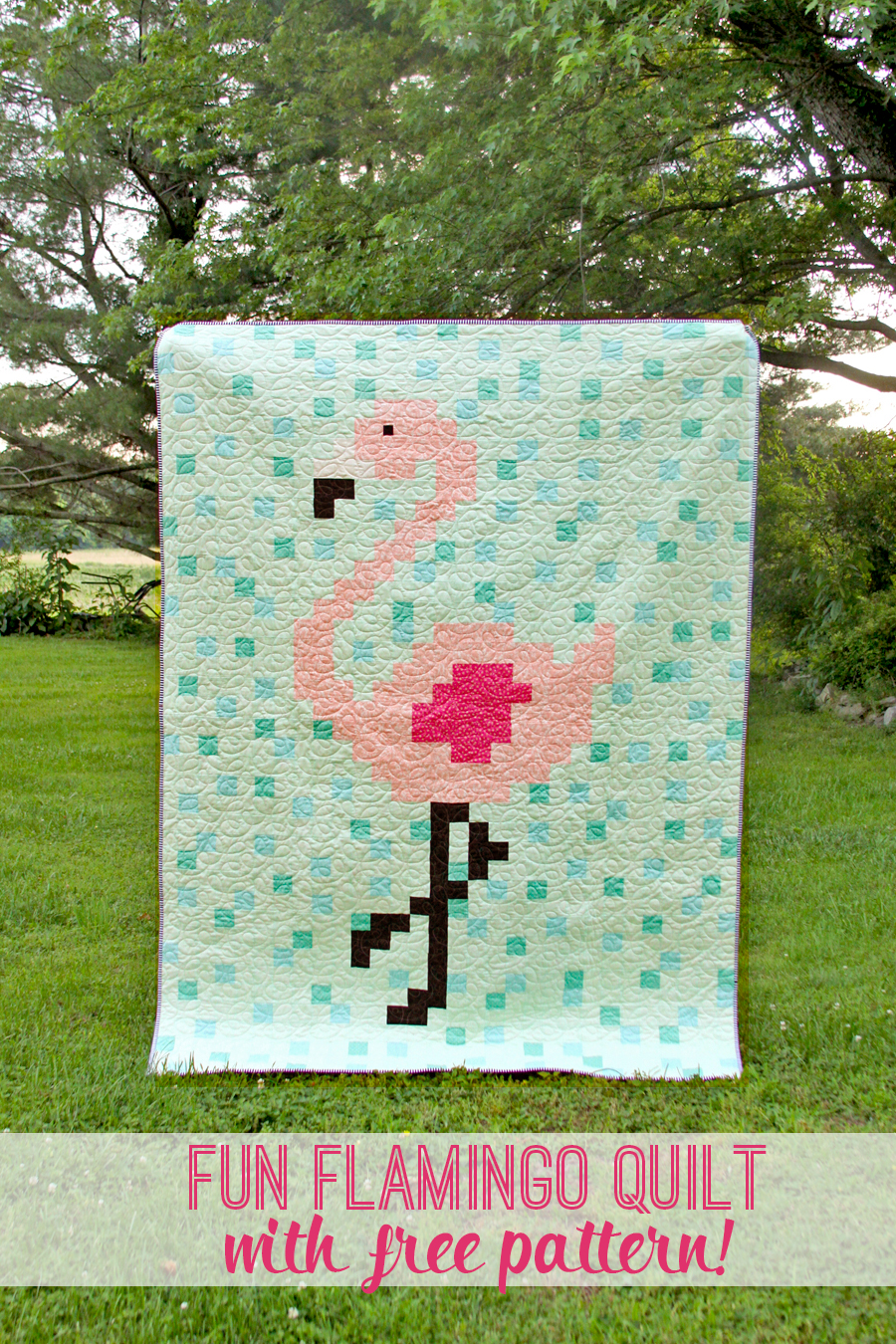 Fun Flamingo Quilt with Free Pattern