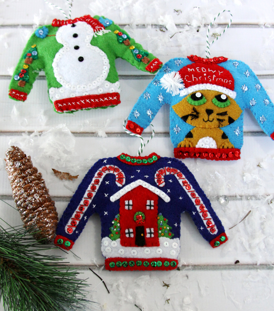 Bucilla Felt Ornaments Applique Kit Set of 6-Feeling Lucky -89277E